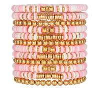 HYHONEY Friendship Bracelets Beaded Bracelets Heishi Bracelet Cute Bracelets Stack Vinyl Clay Disc Bead Surfer Stretch Summer Beach Bracelets For Women Preppy Bracelets, One Size, Clay, clay