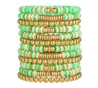 HYHONEY Friendship Bracelets Beaded Bracelets Heishi Bracelet Cute Bracelets Stack Vinyl Clay Disc Bead Surfer Stretch Summer Beach Bracelets For Women Preppy Bracelets, One Size, Stone, clay