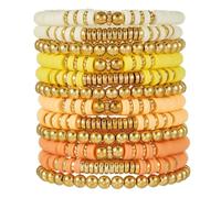 HYHONEY Friendship Bracelets Beaded Bracelets Heishi Bracelet Cute Bracelets Stack Vinyl Clay Disc Bead Surfer Stretch Summer Beach Bracelets For Women Preppy Bracelets, One Size, Stone, clay
