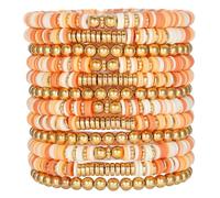 HYHONEY Friendship Bracelets Beaded Bracelets Heishi Bracelet Cute Bracelets Stack Vinyl Clay Disc Bead Surfer Stretch Summer Beach Bracelets For Women Preppy Bracelets, One Size, Clay, clay
