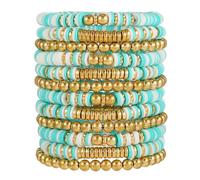 HYHONEY Friendship Bracelets Beaded Bracelets Heishi Bracelet Cute Bracelets Stack Vinyl Clay Disc Bead Surfer Stretch Summer Beach Bracelets For Women Preppy Bracelets, One Size, Stone, clay