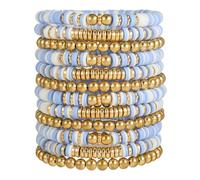 HYHONEY Friendship Bracelets Beaded Bracelets Heishi Bracelet Cute Bracelets Stack Vinyl Clay Disc Bead Surfer Stretch Summer Beach Bracelets For Women Preppy Bracelets, One Size, Stone, clay