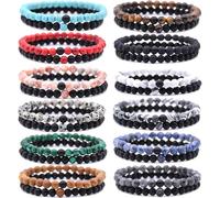 HYHONEY His and Her Friendship 6mm Beads Couples Bracelet,Natural Stone Beaded Bracelet Gifts for Men Women, One Size, Stone, no gemstone
