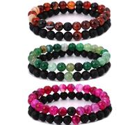 HYHONEY Matching Bracelets Couples Bracelets Friendship Bracelets Beaded Bracelets His And Hers 8mm Natural Stone Matching Bracelets For Couples Elastic Stretch Bracelets For Women Men, One Size