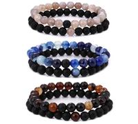 HYHONEY Matching Bracelets Couples Bracelets Friendship Bracelets Beaded Bracelets His And Hers 8mm Natural Stone Matching Bracelets For Couples Elastic Stretch Bracelets For Women Men, One Size
