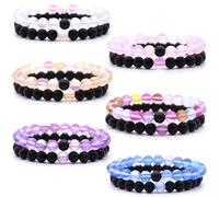 HYHONEY Matching Bracelets Couples Bracelets Friendship Bracelets Beaded Bracelets His And Hers 8mm Natural Stone Matching Bracelets For Couples Elastic Stretch Bracelets For Women Men, One Size