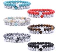 HYHONEY Matching Bracelets Couples Bracelets Friendship Bracelets Beaded Bracelets His And Hers 8mm Natural Stone Matching Bracelets For Couples Elastic Stretch Bracelets For Women Men, One Size