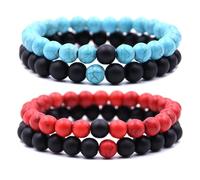 HYHONEY Matching Bracelets Couples Bracelets Friendship Bracelets Beaded Bracelets His And Hers 8mm Natural Stone Matching Bracelets For Couples Elastic Stretch Bracelets For Women Men, One Size