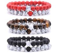 HYHONEY Matching Bracelets Couples Bracelets Friendship Bracelets Beaded Bracelets His And Hers 8mm Natural Stone Matching Bracelets For Couples Elastic Stretch Bracelets For Women Men, One Size