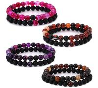 HYHONEY Matching Bracelets Couples Bracelets Friendship Bracelets Beaded Bracelets His And Hers 8mm Natural Stone Matching Bracelets For Couples Elastic Stretch Bracelets For Women Men, One Size