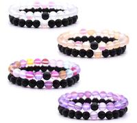 HYHONEY Matching Bracelets Couples Bracelets Friendship Bracelets Beaded Bracelets His And Hers 8mm Natural Stone Matching Bracelets For Couples Elastic Stretch Bracelets For Women Men, One Size