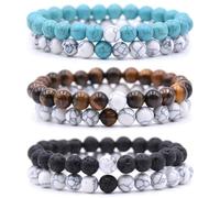 HYHONEY Matching Bracelets Couples Bracelets Friendship Bracelets Beaded Bracelets His And Hers 8mm Natural Stone Matching Bracelets For Couples Elastic Stretch Bracelets For Women Men, One Size