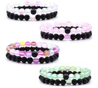 HYHONEY Matching Bracelets Couples Bracelets Friendship Bracelets Beaded Bracelets His And Hers 8mm Natural Stone Matching Bracelets For Couples Elastic Stretch Bracelets For Women Men, One Size
