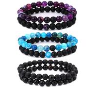 HYHONEY Matching Bracelets Couples Bracelets Friendship Bracelets Beaded Bracelets His And Hers 8mm Natural Stone Matching Bracelets For Couples Elastic Stretch Bracelets For Women Men, One Size