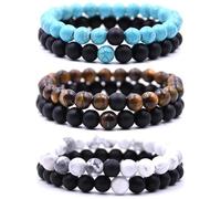 HYHONEY Matching Bracelets Couples Bracelets Friendship Bracelets Beaded Bracelets His And Hers 8mm Natural Stone Matching Bracelets For Couples Elastic Stretch Bracelets For Women Men, One Size