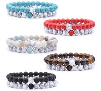 HYHONEY Matching Bracelets Couples Bracelets Friendship Bracelets Beaded Bracelets His And Hers 8mm Natural Stone Matching Bracelets For Couples Elastic Stretch Bracelets For Women Men, One Size
