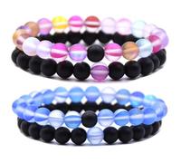 HYHONEY Matching Bracelets Couples Bracelets Friendship Bracelets Beaded Bracelets His And Hers 8mm Natural Stone Matching Bracelets For Couples Elastic Stretch Bracelets For Women Men, One Size