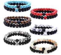 HYHONEY Matching Bracelets Couples Bracelets Friendship Bracelets Beaded Bracelets His And Hers 8mm Natural Stone Matching Bracelets For Couples Elastic Stretch Bracelets For Women Men, One Size