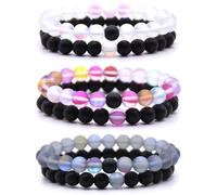 HYHONEY Matching Bracelets Couples Bracelets Friendship Bracelets Beaded Bracelets His And Hers 8mm Natural Stone Matching Bracelets For Couples Elastic Stretch Bracelets For Women Men, One Size