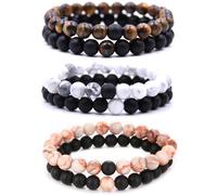 HYHONEY Matching Bracelets Couples Bracelets Friendship Bracelets Beaded Bracelets His And Hers 8mm Natural Stone Matching Bracelets For Couples Elastic Stretch Bracelets For Women Men, One Size