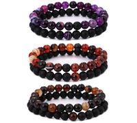 HYHONEY Matching Bracelets Couples Bracelets Friendship Bracelets Beaded Bracelets His And Hers 8mm Natural Stone Matching Bracelets For Couples Elastic Stretch Bracelets For Women Men, One Size