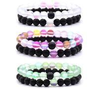 HYHONEY Matching Bracelets Couples Bracelets Friendship Bracelets Beaded Bracelets His And Hers 8mm Natural Stone Matching Bracelets For Couples Elastic Stretch Bracelets For Women Men, One Size