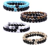 HYHONEY Matching Bracelets Couples Bracelets Friendship Bracelets Beaded Bracelets His And Hers 8mm Natural Stone Matching Bracelets For Couples Elastic Stretch Bracelets For Women Men, One Size