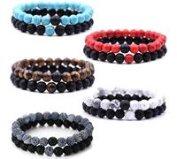 HYHONEY Matching Bracelets Couples Bracelets Friendship Bracelets Beaded Bracelets His And Hers 8mm Natural Stone Matching Bracelets For Couples Elastic Stretch Bracelets For Women Men, One Size