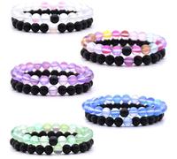 HYHONEY Matching Bracelets Couples Bracelets Friendship Bracelets Beaded Bracelets His And Hers 8mm Natural Stone Matching Bracelets For Couples Elastic Stretch Bracelets For Women Men, One Size