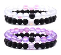 HYHONEY Matching Bracelets Couples Bracelets Friendship Bracelets Beaded Bracelets His And Hers 8mm Natural Stone Matching Bracelets For Couples Elastic Stretch Bracelets For Women Men, One Size
