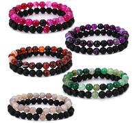 HYHONEY Matching Bracelets Couples Bracelets Friendship Bracelets Beaded Bracelets His And Hers 8mm Natural Stone Matching Bracelets For Couples Elastic Stretch Bracelets For Women Men, One Size