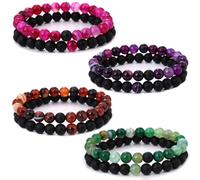 HYHONEY Matching Bracelets Couples Bracelets Friendship Bracelets Beaded Bracelets His And Hers 8mm Natural Stone Matching Bracelets For Couples Elastic Stretch Bracelets For Women Men, One Size