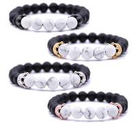 HYHONEY Mens Bracelet Beaded Bracelets Micro Pave Zircon Bracelets for Men Women His and Hers Elastic Adjustable, One Size, Brass, zircon