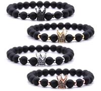 HYHONEY Mens Bracelet Beaded Bracelets Micro Pave Zircon Bracelets for Men Women His and Hers Elastic Adjustable, One Size, Brass, zircon