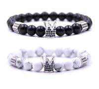 HYHONEY Mens Bracelet Beaded Bracelets Micro Pave Zircon Bracelets for Men Women His and Hers Elastic Adjustable, One Size, Brass, zircon