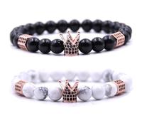 HYHONEY Mens Bracelet Beaded Bracelets Micro Pave Zircon Bracelets for Men Women His and Hers Elastic Adjustable, One Size, Brass, zircon