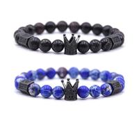 HYHONEY Mens Bracelet Beaded Bracelets Micro Pave Zircon Bracelets for Men Women His and Hers Elastic Adjustable, One Size, Brass, zircon