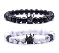 HYHONEY Mens Bracelet Beaded Bracelets Micro Pave Zircon Bracelets for Men Women His and Hers Elastic Adjustable, One Size, Brass, zircon