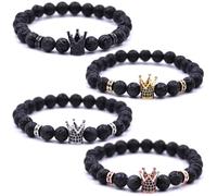 HYHONEY Mens Bracelet Beaded Bracelets Micro Pave Zircon Bracelets for Men Women His and Hers Elastic Adjustable, One Size, Brass, zircon