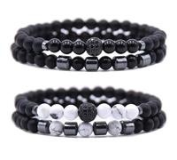 HYHONEY Micro Pave Zircon Beads Bracelet for Men Women 6mm Beads Couples Bracelet Handmade Natural Stone Beaded Elastic Adjustable Bracelet, One Size, Stone, stone