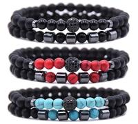 HYHONEY Micro Pave Zircon Beads Bracelet for Men Women 6mm Beads Couples Bracelet Handmade Natural Stone Beaded Elastic Adjustable Bracelet, One Size, Stone, stone