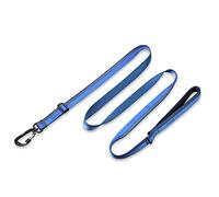 Hyhug Design 2021 Strong Reflective Strip Double Color Nylon Dog Lead, Comfy Adjustable Length(6 5 4 feet) Safety Leash, Use hooks made of lightweight aluminum alloy， (Large, Classic Blue)