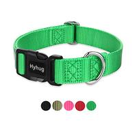 Hyhug Design Classic Basic Nylon Dog Collar, Can Install Dog Tag (Large, Lime Green)