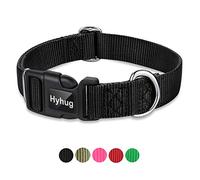 Hyhug Design Classic Basic Nylon Dog Collar, Can Install Dog Tag (Medium, Black)
