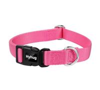 Hyhug Design Nylon Classic Dog Collar with Quick Release Buckle is Easy to Use. Soft, Heavy duty, Adjustable, Service Dog Collar for all Puppies. (Candy Pink, Large)