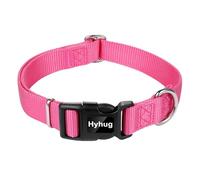 Hyhug Design Nylon Classic Dog Collar with Quick Release Buckle is Easy to Use. Soft, Heavy duty, Adjustable, Service Dog Collar for all Puppies. (Candy Pink, Small)