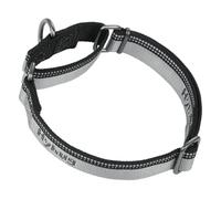 Hyhug Design Strong 3M Reflective Strip Double Color Nylon Jacquard Weave Webbing Martingale Dog Collar, Comfy Adjustable Safety, Durable Soft Breathable, Safe Night Walk. (Ultimate Gray, Large)