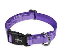 Hyhug Design Two-color nylon Jacquard Webbing, Heavy-duty Classic Basic Collar, Quick Release Buckle, Specially Designed for Gentle Dogs. (Ultra Violet, Large)