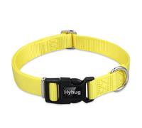 Hyhug Pets Design Solid Color Heavy Duty Classic Basic Nylon Dog Collar, Unique Design Adjustment Triglide Slide (Buckle), Can Install Dog Tag (Medium, Illuminating Yellow)