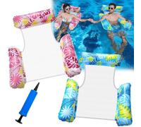 Hyhuiyin 2 Pack Pool Inflatables,Pool Inflatables Water Hammock 4 IN 1 Swimming lilo Pool Floats Inflatable Pool Chair for Adults Cool Mesh Relaxing Lounger Chair Seat with 1 Manual Air Pump